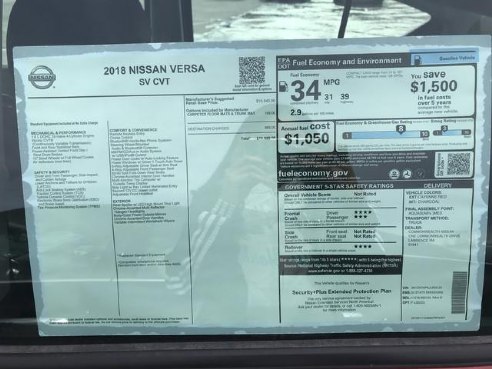 2018 Nissan Versa Sedan SV Cayenne Red, Lawrence, MA
